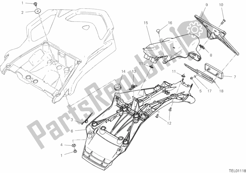Todas as partes de 27a - Porta-placa do Ducati Multistrada 1260 ABS 2019